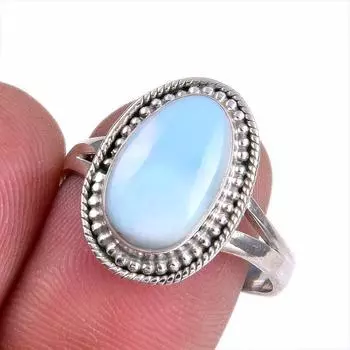 Natural Republic Larimar Gemstone 925 Solid Sterling Silver Gift Ring S.9 S7J69