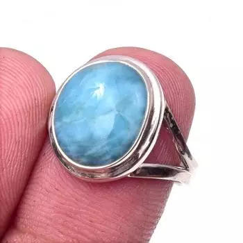 Natural Republic Larimar Gemstone 925 Solid Sterling Silver Gift Ring S.7 c4w86