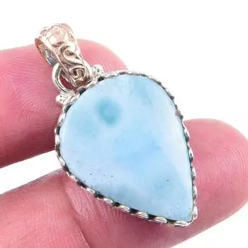 Natural Republic Larimar Gemstone 925 Solid Sterling Silver Pendant 1.50 S8A50