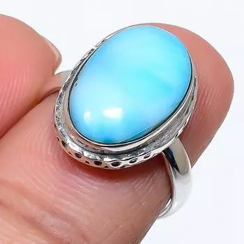 Natural Republic Larimar Gemstone 925 Solid Sterling Silver Gift Ring S.7 e5q78