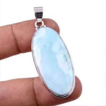 Natural Republic Larimar Gemstone 925 Solid Sterling Silver Gift Pendant 2 V0Y11
