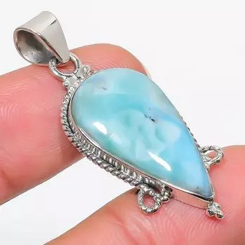 Natural Republic Larimar Gemstone 925 Solid Sterling Silver Pendant 1.75 k9j92