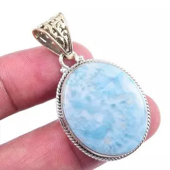 Natural Republic Larimar Gemstone 925 Solid Sterling Silver Pendant 1.75 t0W67