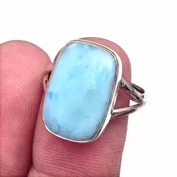 Natural Republic Larimar Gemstone 925 Solid Sterling Silver Gift Ring S.8 R3d68