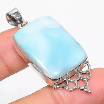 Natural Republic Larimar Gemstone 925 Solid Sterling Silver Gift Pendant 2 h0p68