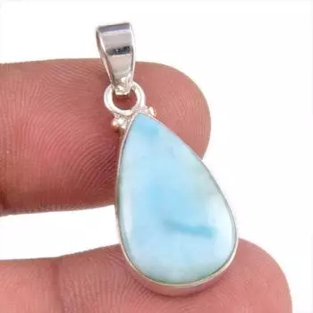 Natural Republic Larimar Gemstone 925 Solid Sterling Silver Pendant 1.25 d8q10