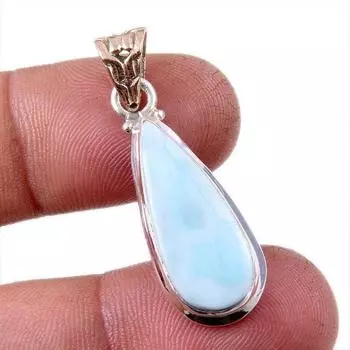 Natural Republic Larimar Gemstone 925 Solid Sterling Silver Pendant 1.5 D2U00