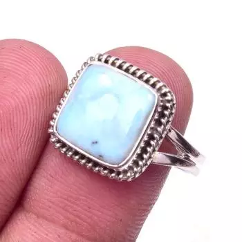 Natural Republic Larimar Gemstone 925 Solid Sterling Silver Gift Ring S.9 T2f62