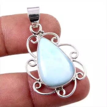 Natural Republic Larimar Gemstone 925 Solid Sterling Silver Pendant 1.5 g1t37