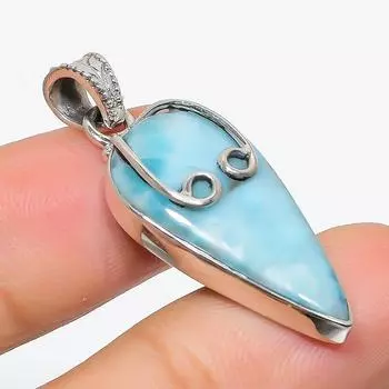 Natural Republic Larimar Gemstone 925 Solid Sterling Silver Pendant 1.75 F0L46