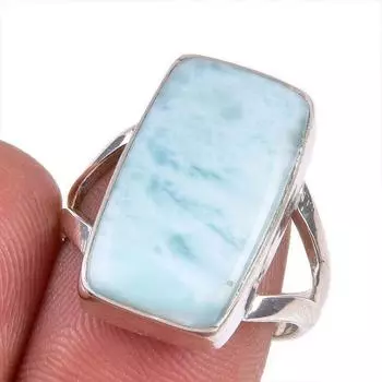Natural Republic Larimar Gemstone 925 Solid Sterling Silver Gift Ring S.8 J8I17