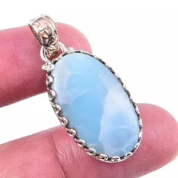 Natural Republic Larimar Gemstone 925 Solid Sterling Silver Pendant 1.50 h4C68