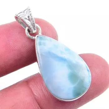 Natural Republic Larimar Gemstone 925 Solid Sterling Silver Pendant 1.25 P6g98