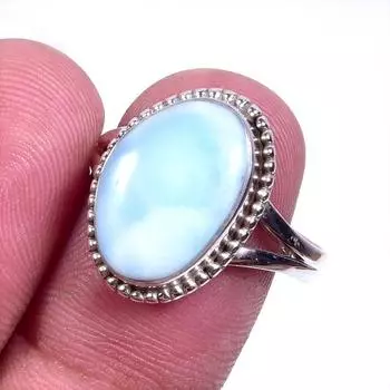 Natural Republic Larimar Gemstone 925 Solid Sterling Silver Gift Ring S.9 A9i43
