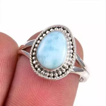 Natural Republic Larimar Gemstone 925 Solid Sterling Silver Gift Ring S.7 c0b98