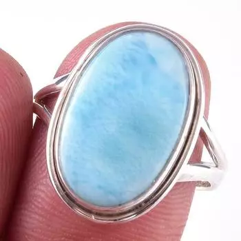 Natural Republic Larimar Gemstone 925 Solid Sterling Silver Gift Ring S.9 E2z78