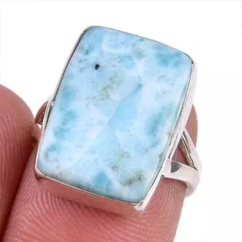 Natural Republic Larimar Gemstone 925 Solid Sterling Silver Gift Ring S.5 I6s65