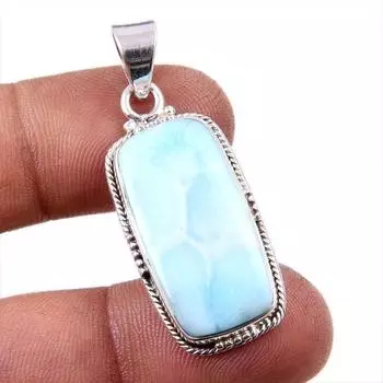 Natural Republic Larimar Gemstone 925 Solid Sterling Silver Pendant 1.75 p5E27