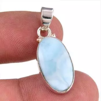Natural Republic Larimar Gemstone 925 Solid Sterling Silver Pendant 1.25 a3B56