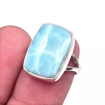 Natural Republic Larimar Gemstone 925 Solid Sterling Silver Gift Ring S.6 U5m23