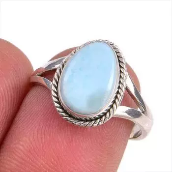 Natural Republic Larimar Gemstone 925 Solid Sterling Silver Gift Ring S.7 o0L19