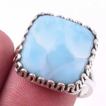 Natural Republic Larimar Gemstone 925 Solid Sterling Silver Gift Ring S.9 e7Z29