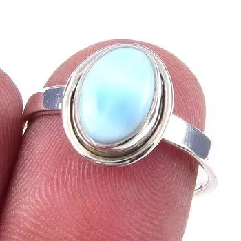 Natural Republic Larimar Gemstone 925 Solid Sterling Silver Gift Ring S.7 U7r28