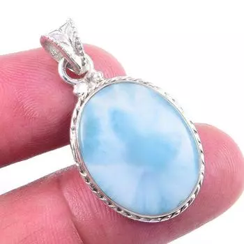 Natural Republic Larimar Gemstone 925 Solid Sterling Silver Pendant 1.50 q4Q61