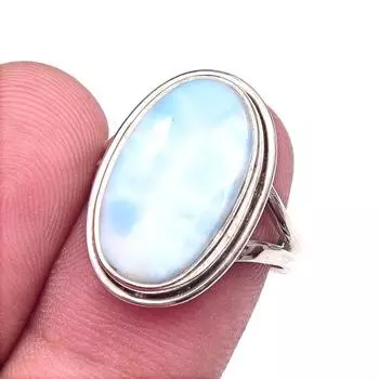 Natural Republic Larimar Gemstone 925 Solid Sterling Silver Gift Ring S.7 f7g83