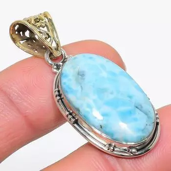 Natural Republic Larimar Gemstone 925 Solid Sterling Silver Pendant 1.75 m8b92
