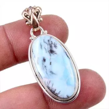 Natural Republic Larimar Gemstone 925 Solid Sterling Silver Pendant 1.75 u4B71