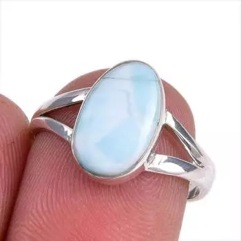 Natural Republic Larimar Gemstone 925 Solid Sterling Silver Gift Ring S.7 V6R18