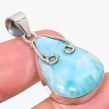 Natural Republic Larimar Gemstone 925 Solid Sterling Silver Pendant 1.75 o7O18