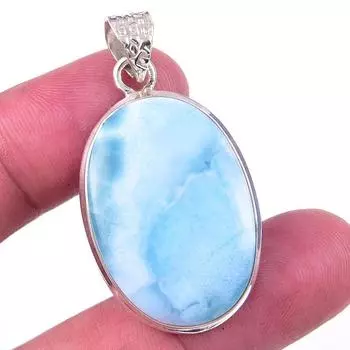Natural Republic Larimar Gemstone 925 Solid Sterling Silver Pendant 1.75 w2t94