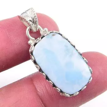 Natural Republic Larimar Gemstone 925 Solid Sterling Silver Pendant 1.25 F6m79