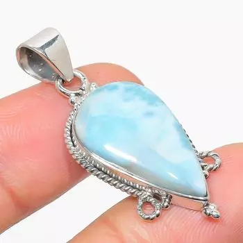 Natural Republic Larimar Gemstone 925 Solid Sterling Silver Pendant 1.75 Q5Y70