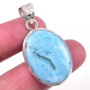 Natural Republic Larimar Gemstone 925 Solid Sterling Silver Pendant 1.50 z3Q16