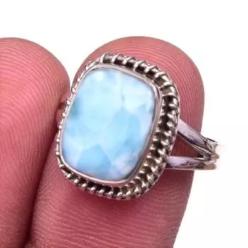 Natural Republic Larimar Gemstone 925 Solid Sterling Silver Gift Ring S.8 q6K19