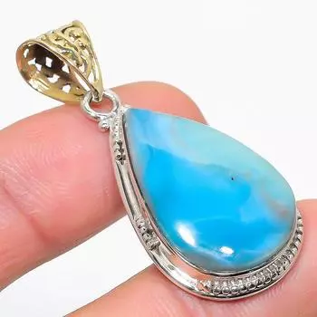 Natural Republic Larimar Gemstone 925 Solid Sterling Silver Pendant 1.75 Q2u83