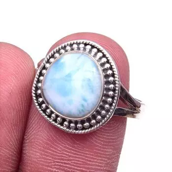 Natural Republic Larimar Gemstone 925 Solid Sterling Silver Gift Ring S.9 T2k58