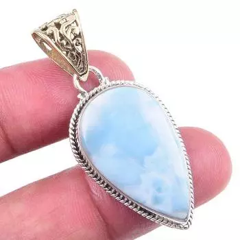 Natural Republic Larimar Gemstone 925 Solid Sterling Silver Pendant 1.75 t0q97