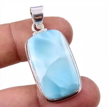 Natural Republic Larimar Gemstone 925 Solid Sterling Silver Pendant 1.75 R7M15