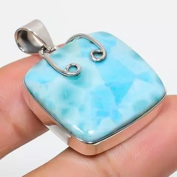 Natural Republic Larimar Gemstone 925 Solid Sterling Silver Pendant 1.50 i2y47