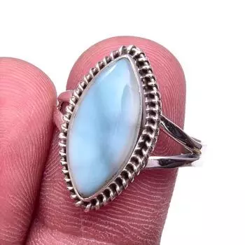 Natural Republic Larimar Gemstone 925 Solid Sterling Silver Gift Ring S.9 s6J68