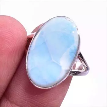 Natural Republic Larimar Gemstone 925 Solid Sterling Silver Gift Ring S.9 z4C85