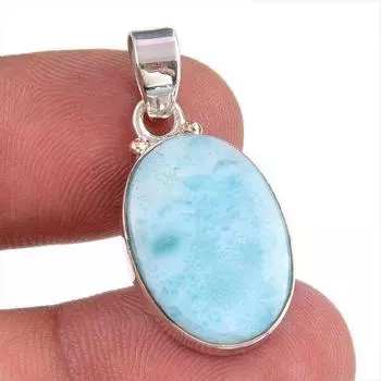 Natural Republic Larimar Gemstone 925 Solid Sterling Silver Pendant 1.25 L4K71