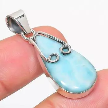 Natural Republic Larimar Gemstone 925 Solid Sterling Silver Pendant 1.75 m1H91