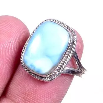 Natural Republic Larimar Gemstone 925 Solid Sterling Silver Gift Ring S.8 A8I98