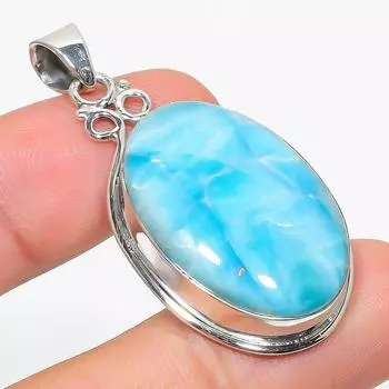 Natural Republic Larimar Gemstone 925 Solid Sterling Silver Gift Pendant 2 a6M90