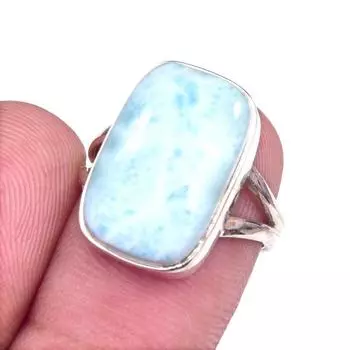 Natural Republic Larimar Gemstone 925 Solid Sterling Silver Gift Ring S.6 r9J14